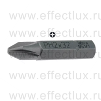 WERA 851/1 Z PH Бита универсальная для винтов Phillips, вязко-твёрдая, 1/4" C6.3, PH 2 x 32 мм. WE-056515