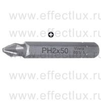 WERA 851/1 Z PH Бита универсальная для винтов Phillips, вязко-твёрдая, 1/4" C6.3, PH 2 x 50 мм. WE-056520