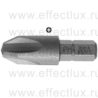 WERA 851/1 Z PH Бита универсальная для винтов Phillips, вязко-твёрдая, 1/4" C6.3, PH 4 x 32 мм. WE-056535