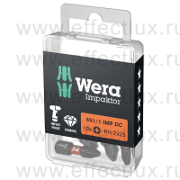 WERA 851/1 IMP DC PH2 DIY Impaktor Набор бит ударных с алмазным напылением наконечников, 1/4" C6.3, 10xPH2x25 мм. WE-057616