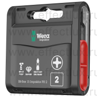 WERA 851/1 IMP DC Impaktor Bit-Box 15 PH2 Набор бит ударных с алмазным напылением наконечников, 1/4" C6.3, 15xPH2x25 мм. WE-057752