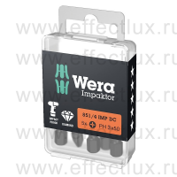 WERA 851/4 IMP DC PH3 DIY Impaktor Набор бит ударных с алмазным напылением наконечников, 1/4" E6.3, 5xPH3x50 мм. WE-057657