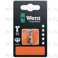 WERA 851/1 IMP DC SB PH3 Impaktor Бита ударная с алмазным напылением наконечника в SB упаковке, 1/4" C6.3, 1xPH3x25 мм. WE-073917
