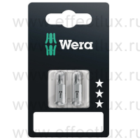 WERA 851/1 Z SB SiS PH Биты универсальные в SB упаковке для винтов Phillips, вязко-твёрдые, 1/4" C6.3, 2 х PH 3 x 25 мм. WE-073306