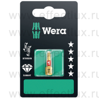 WERA 851/1 BDC SB SiS PH1 Бита торсионная для винтов Phillips в SB упаковке, алмазное напыление, 1/4" C6.3, PH 1 x 25 мм. WE-073332