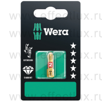 WERA 851/1 BDC SB SiS PH2 Бита торсионная для винтов Phillips в SB упаковке, алмазное напыление, 1/4" C6.3, PH 2 x 25 мм. WE-073333