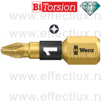 WERA 855/1 BDC PZ1 Бита торсионная для винтов Pozidriv, алмазное напыление, 1/4" C6.3, PZ 1 x 25 мм. WE-056700