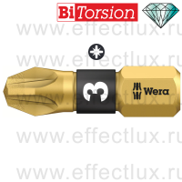WERA 855/1 BDC PZ3 Бита торсионная для винтов Pozidriv, алмазное напыление, 1/4" C6.3, PZ 3 x 25 мм. WE-056704