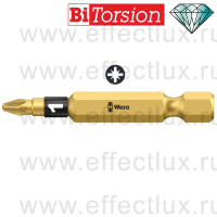 WERA 855/4 BDC PZ1 Бита торсионная для винтов Pozidriv, алмазное напыление, 1/4" E6.3, PZ 1 x 50 мм. WE-059900