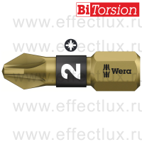 WERA 855/1 BTH PZ2 Бита торсионная для винтов Pozidriv, сверхтвёрдая, 1/4" C6.3, PZ 2 x 25 мм. WE-056712