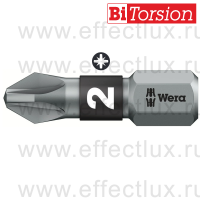 WERA 855/1 BTZ PZ2 Бита торсионная для винтов Pozidriv, вязко-твёрдая, 1/4" C6.3, PZ 2 x 25 мм. WE-056722