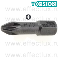 WERA 855/1 TZ PZ2 Бита торсионная для винтов Pozidriv, вязко-твёрдая, 1/4" C6.3, PZ 2 x 25 мм. WE-056815