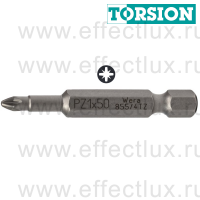 WERA 855/4 TZ PZ1 Бита торсионная для винтов Pozidriv, вязко-твёрдая, 1/4" E6.3, PZ 1 x 50 мм. WE-060005