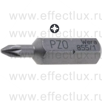 WERA 855/1 Z PZ Бита универсальная для винтов Pozidriv, вязко-твёрдая, 1/4" C6.3, PZ 0 x 25 мм. WE-056805