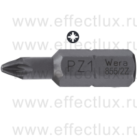 WERA 855/2 Z PZ1 Бита универсальная для винтов Pozidriv, вязко-твёрдая, 5/16" C 8, PZ 1 x 32 мм. WE-058005