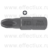 WERA 855/2 Z PZ3 Бита универсальная для винтов Pozidriv, вязко-твёрдая, 5/16" C 8, PZ 3 x 32 мм. WE-058015