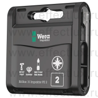 WERA 855/1 IMP DC Impaktor Bit-Box 15 PZ2 Набор бит ударных с алмазным напылением наконечников, 1/4" C6.3, 15xPZ2x25 мм. WE-057763