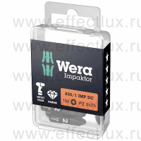 WERA 855/1 IMP DC PZ2 DIY Impaktor Набор бит ударных с алмазным напылением наконечников, 1/4" C6.3, 10xPZ2x25 мм. WE-057621