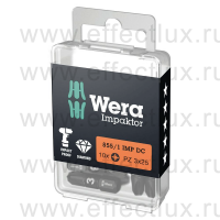 WERA 855/1 IMP DC PZ3 DIY Impaktor Набор бит ударных с алмазным напылением наконечников, 1/4" C6.3, 10xPZ3x25 мм. WE-057622