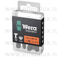 WERA 855/4 IMP DC PZ3 DIY Impaktor Набор бит ударных с алмазным напылением наконечников, 1/4" E6.3, 5xPZ3x50 мм. WE-057662
