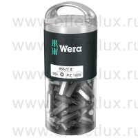 WERA 855/1 Z DIY 100 SiS PZ1 Набор бит универсальных для винтов Pozidriv в пластиковой тубе, вязко-твёрдые, 1/4" C6.3, 100 х PZ 1 x 25 мм. WE-072443