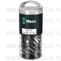 WERA 855/1 Z DIY 100 SiS PZ2 Набор бит универсальных для винтов Pozidriv в пластиковой тубе, вязко-твёрдые, 1/4" C6.3, 100 х PZ 2 x 25 мм. WE-072444