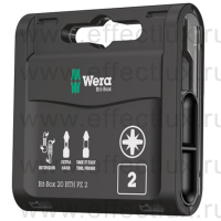 WERA 855/1 BTH Bit-Box 20 PZ2 Набор бит торсионных для винтов Pozidriv, сверхтвёрдых, 1/4" C6.3, 20 х PZ 2 x 25 мм. WE-057762