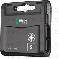 WERA 855/1 Z Bit-Box 20 PZ2 Набор бит универсальных для винтов Pozidriv, вязко-твёрдых, 1/4" C6.3, 20 х PZ 2 x 25 мм. WE-057760