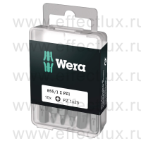 WERA 855/1 Z DIY SiS 10 PZ1 Набор бит универсальных для винтов Pozidriv, вязко-твёрдых, 1/4" C6.3, 10 х PZ 1 x 25 мм. WE-072403