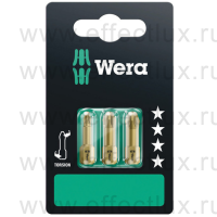 WERA 855/1 TH SB SiS PZ Биты торсионные для винтов Pozidriv в SB упаковке, сверхтвёрдые, 3 шт., 1/4" C6.3, PZ 1 x 25 мм., PZ 2 x 25 мм., PZ 3 x 25 мм. WE-073373