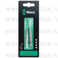 WERA 855/4 TZ SB SiS PZ2 Биты торсионные для винтов Pozidriv в SB упаковке, вязко-твёрдые, 1/4" E6.3, 2 х PZ 2 x 50 мм. WE-134385