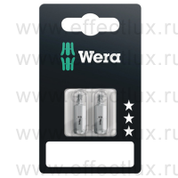 WERA 855/1 Z SB SiS PZ Биты универсальные в SB упаковке для винтов Pozidriv, вязко-твёрдые, 1/4" C6.3, 2 х PZ 1 x 25 мм. WE-073308