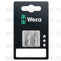 WERA 855/1 Z SB SiS PZ Биты универсальные в SB упаковке для винтов Pozidriv, вязко-твёрдые, 1/4" C6.3, 2 х PZ 3 x 25 мм. WE-073310