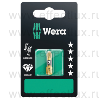 WERA 855/1 BDC SB SiS PZ2 Бита торсионная для винтов Pozidriv в SB упаковке, алмазное напыление, 1/4" C6.3, PZ 2 x 25 мм. WE-073337