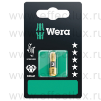 WERA 855/1 BDC SB SiS PZ3 Бита торсионная для винтов Pozidriv в SB упаковке, алмазное напыление, 1/4" C6.3, PZ 3 x 25 мм. WE-073338