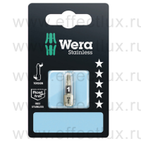 WERA 3855/1 TS SB SiS PZ1 Бита торсионная в SB упаковке для винтов Pozidriv, из нержавеющей стали, 1/4" C6.3, PZ 1 x 25 мм. WE-073613