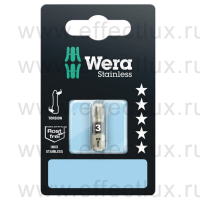 WERA 3855/1 TS SB SiS PZ3 Бита торсионная в SB упаковке для винтов Pozidriv, из нержавеющей стали, 1/4" C6.3, PZ 3 x 25 мм. WE-073615