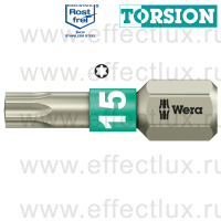 WERA 3867/1 TORX® TS TX15 Бита торсионная для винтов TORX®, из нержавеющей стали, 1/4" C6.3, TX 15 x 25 мм. WE-071033