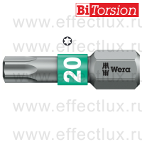 WERA 867/1 TORX® BTZ TX20 Бита торсионная для винтов TORX®, вязко-твёрдая, 1/4" C6.3, TX 20 x 25 мм. WE-066124
