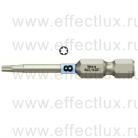 WERA 867/4 TORX® HF TX8 Бита для винтов TORX® с фиксирующей функцией, 1/4" E6.3, TX 8 x 50 мм. WE-060505