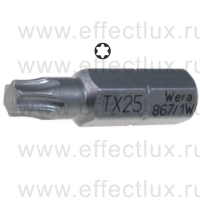 WERA 867/1 Z TORX® Wedge TX25 Бита для винтов с конической формой профиля TORX® вязко-твёрдая, 1/4" C6.3, TX 25 x 25 мм. WE-066465