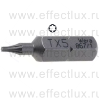 WERA 867/1 Z TORX® TX5 Бита универсальная для винтов TORX®, 1/4" C6.3, TX 5 x 25 мм. WE-066492