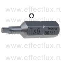 WERA 867/1 Z TORX® TX8 Бита универсальная для винтов TORX®, 1/4" C6.3, TX 8 x 25 мм. WE-066495