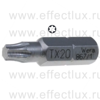 WERA 867/1 Z TORX® TX20 Бита универсальная для винтов TORX®, 1/4" C6.3, TX 20 x 25 мм. WE-066487