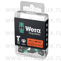 WERA 867/1 IMP DC TORX® DIY Impaktor TX10 Набор бит ударных с алмазным напылением наконечников, 1/4" C6.3, 10xTX10x25 мм. WE-057628