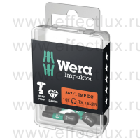 WERA 867/1 IMP DC TORX® DIY Impaktor TX15 Набор бит ударных с алмазным напылением наконечников, 1/4" C6.3, 10xTX15x25 мм. WE-057623