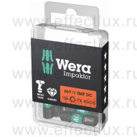 WERA 867/1 IMP DC TORX® DIY Impaktor TX40 Набор бит ударных с алмазным напылением наконечников, 1/4" C6.3, 10xTX40x25 мм. WE-057627