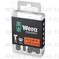 WERA 867/4 IMP DC TORX® TX20 DIY Impaktor Набор бит ударных с алмазным напылением наконечников, 1/4" E6.3, 5xTX20x50 мм. WE-057664