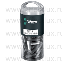 WERA 867/1 TORX® DIY 100 SiS TX40 Набор бит универсальных для винтов TORX® в пластиковой тубе, вязко-твёрдые, 1/4" C6.3, 100 х TX 40 x 25 мм. WE-072452
