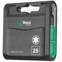 WERA 867/1 Z Bit-Box 20 TORX® TX25 Набор бит универсальных для винтов TORX®, вязко-твёрдых, 1/4" C6.3, 20 х TX 25 x 25 мм. WE-057773